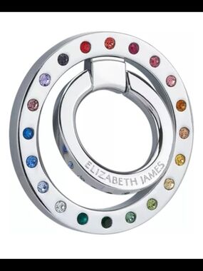 Elizabeth James Silver Multicolor Crystal Phone Ring